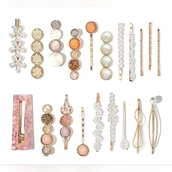 Elegant Gold and Pink Hair Clip‎ Set